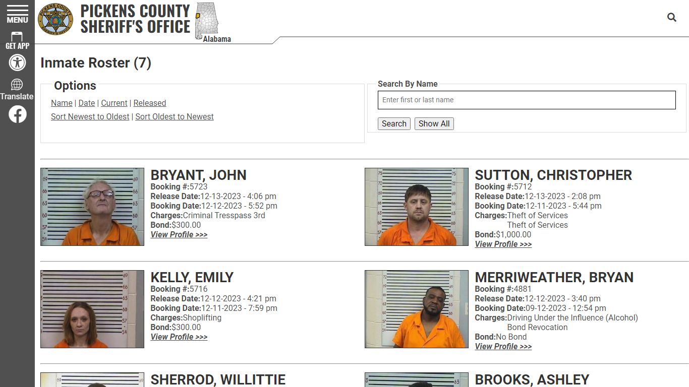 Inmate Roster - Released Inmates Booking Date Descending - Pickens ...
